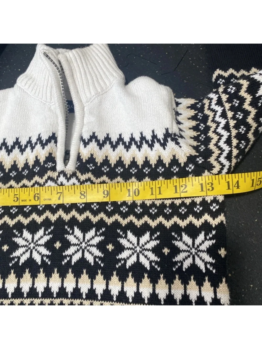 The Children's Place Black and Cream Fair Isle Half-Zip Sweater size 5/6